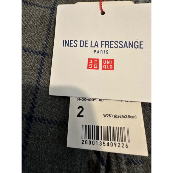 Ines De La Fressange X Uniqlo Plaid Wrap Skirt Size 2 Gray & Blue Wool Blend NEW - Picture 4 of 10